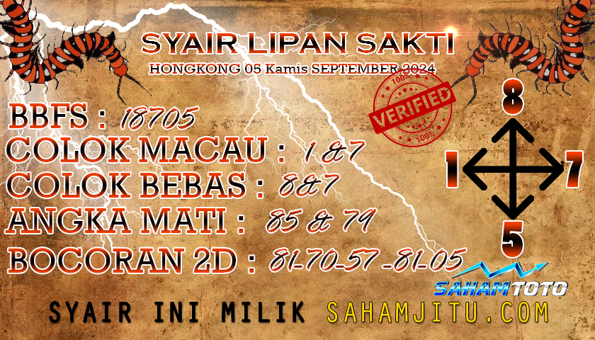 Syair Lipan Sakti Hongkong Hari Ini Kamis 05 September 2024