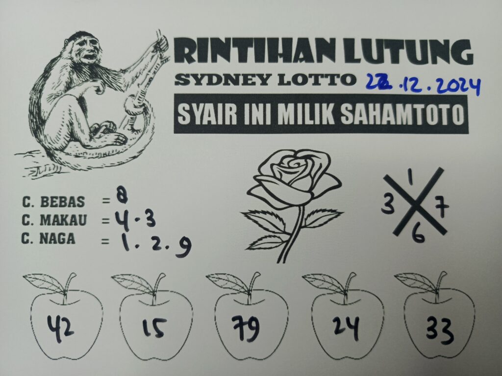 Syair Rintihan Lutung Sydney lotto Hari Ini Minggu 22 Desember 2024