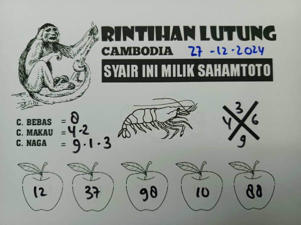 Syair Rintihan Lutung Cambodia Hari Ini Jumat 27 Desember 2024