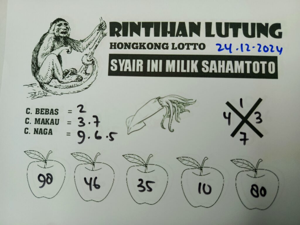 Syair Rintihan Lutung Hongkong lotto Hari Ini Selasa 24 Desember 2024