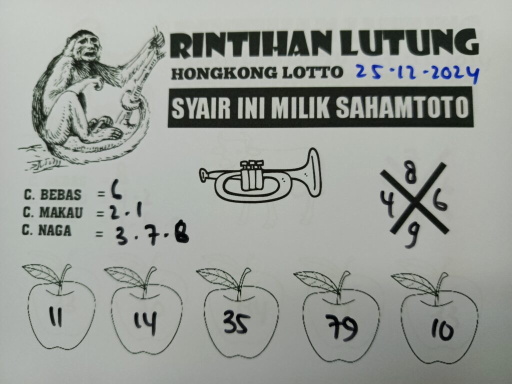 Syair Rintihan Lutung Hongkong lotto Hari Ini Rabu 25 Desember 2024