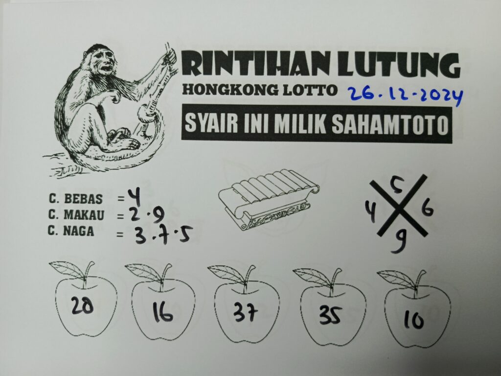 Syair Rintihan Lutung Hongkong lotto Hari Ini Kamis 26 Desember 2024