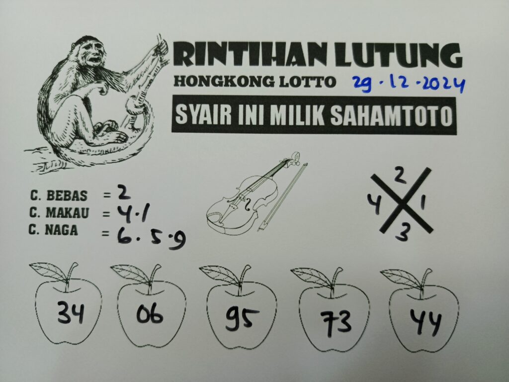 Syair Rintihan Lutung Hongkong lotto Hari Ini Minggu 29 Desember 2024