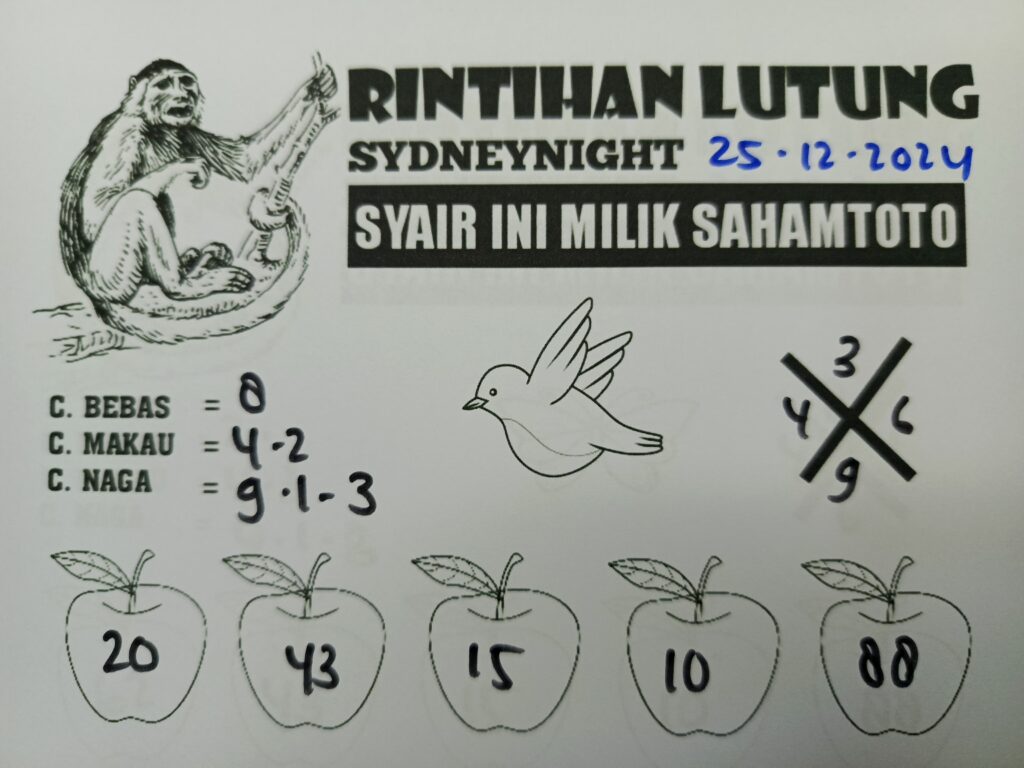 Syair Rintihan Lutung SYDNEY Night Hari Ini Rabu 25 Desember 2024