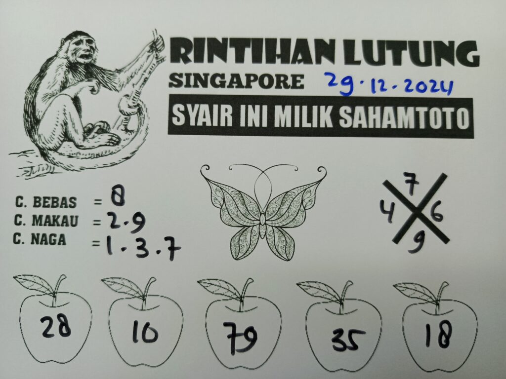 Syair Rintihan Lutung Singapore Pools Hari Ini Minggu 29 Desember 2024