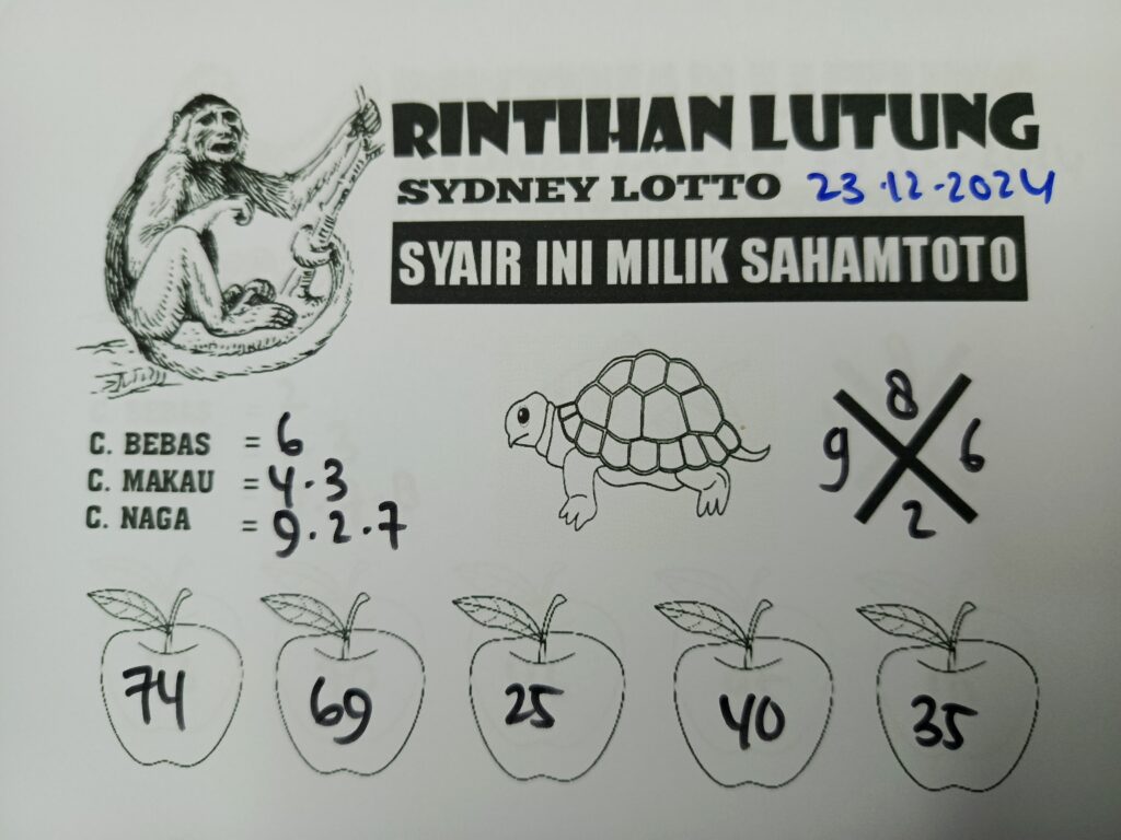 Syair Rintihan Lutung Sydney Lotto Hari Ini Senin 23 Desember 2024