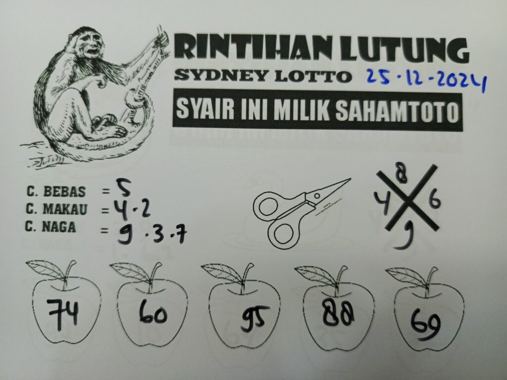 Syair Rintihan Lutung Sydney Lotto Hari Ini Rabu 25 Desember 2024