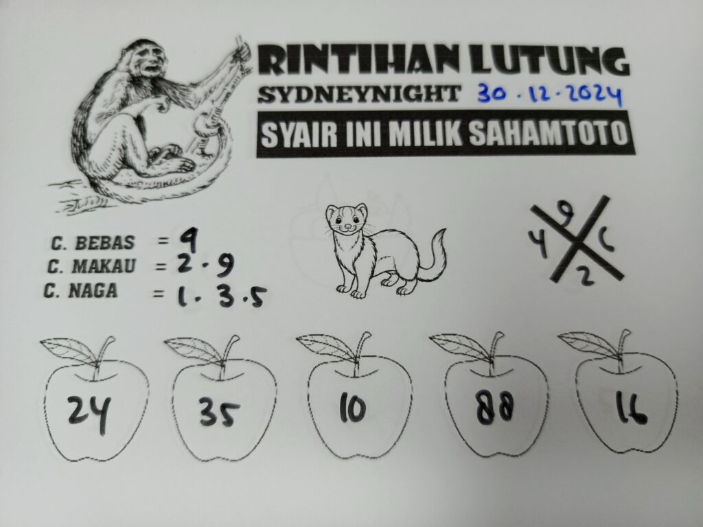 Syair Rintihan Lutung Sydney Night Hari Senin 30 Desember 2024