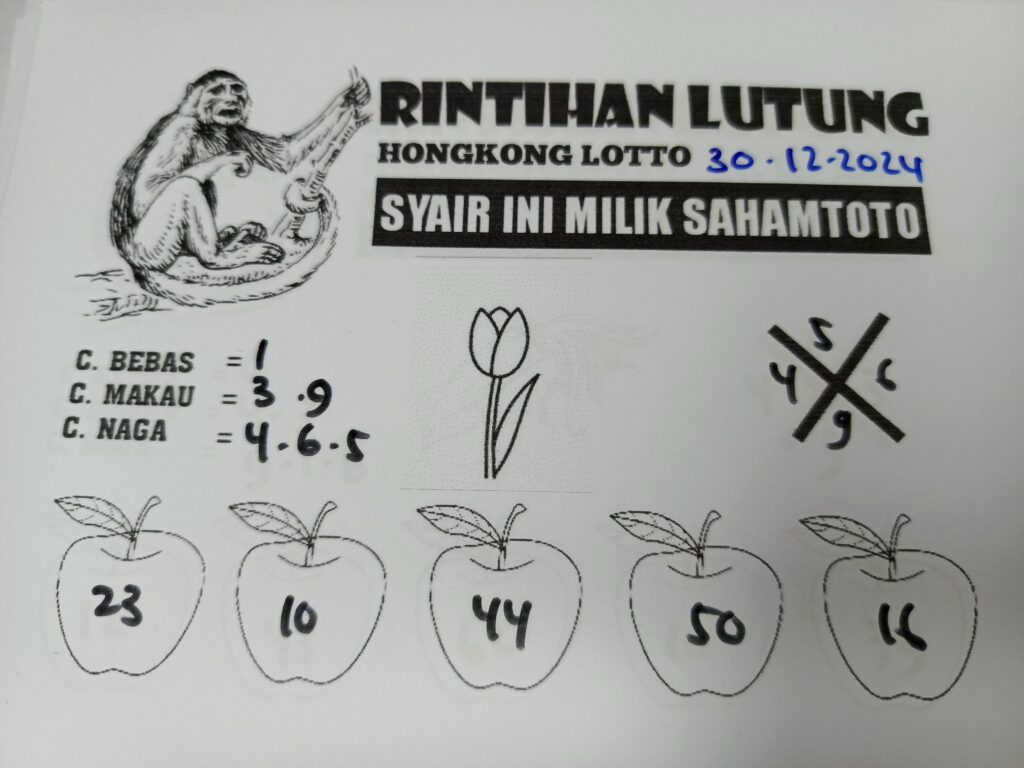 Syair Rintihan Lutung Hongkong lotto Hari Ini Senin 30 Desember 2024