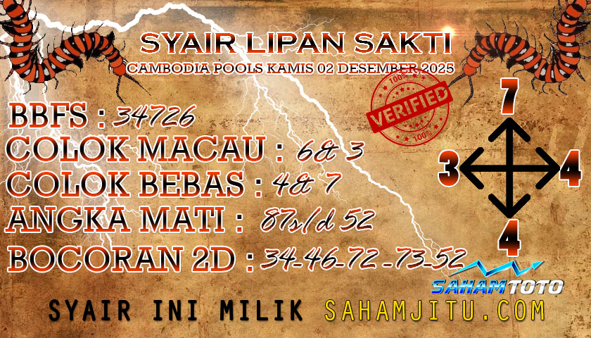 Syair Lipan Sakti Cambodia Kamis 02 Januari 2025