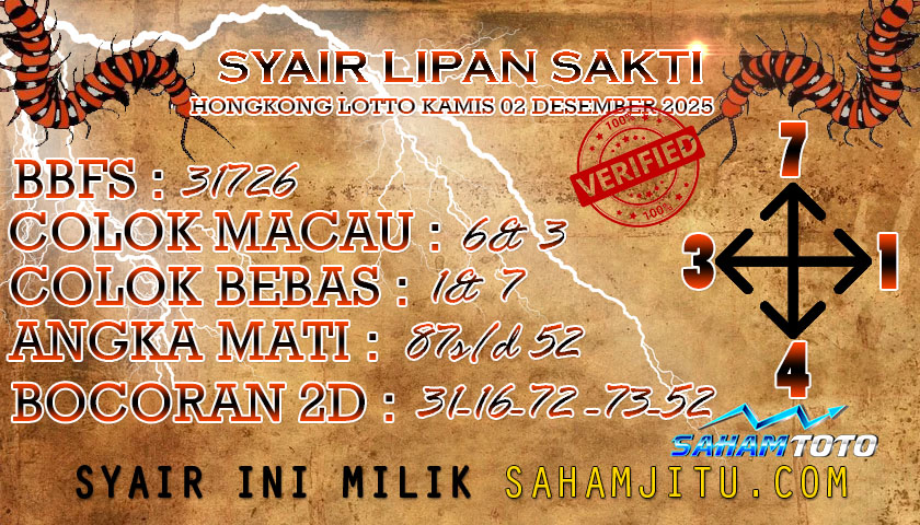 Syair Lipan Sakti hongkong lotto Kamis 02 Januari 2025