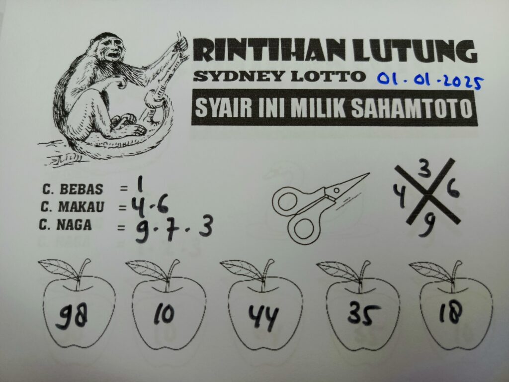 Syair Rintihan Lutung Sydney Lotto Rabu 01 Januari 2025