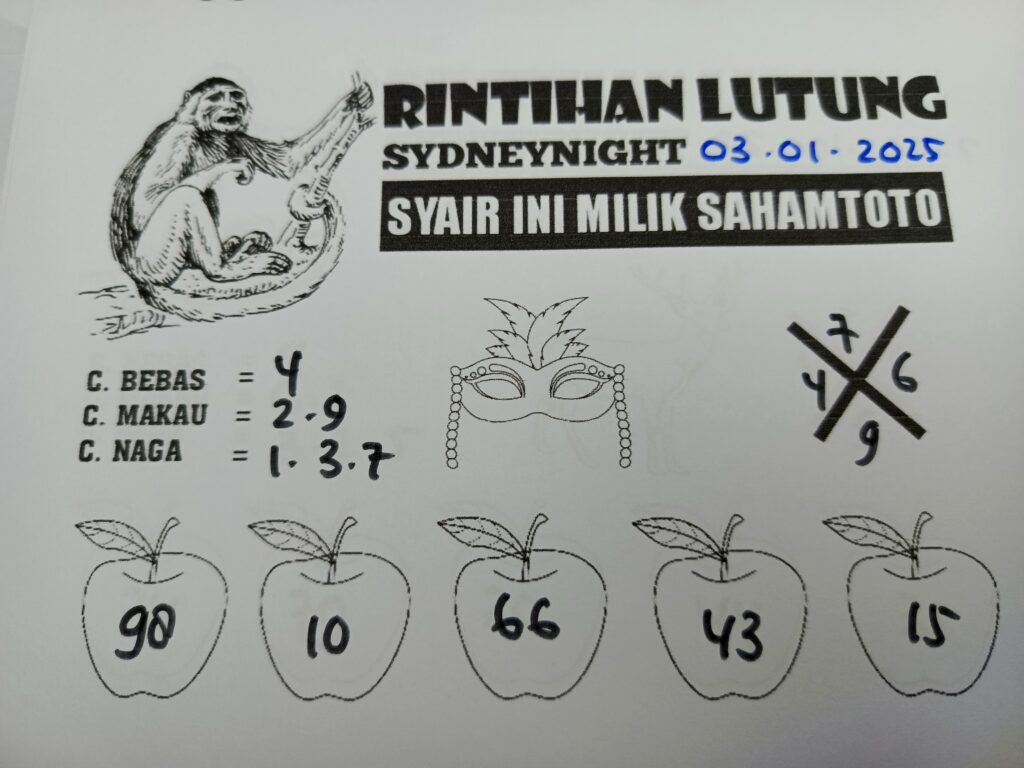 Syair Rintihan Lutung Sydney Night Hari Jumat 03 Januari 2025