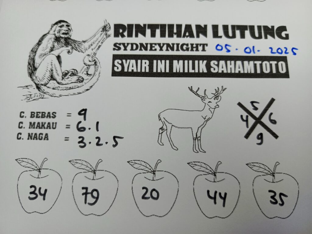 Syair Rintihan Lutung Sydney Night Hari Senin 06 Januari 2025