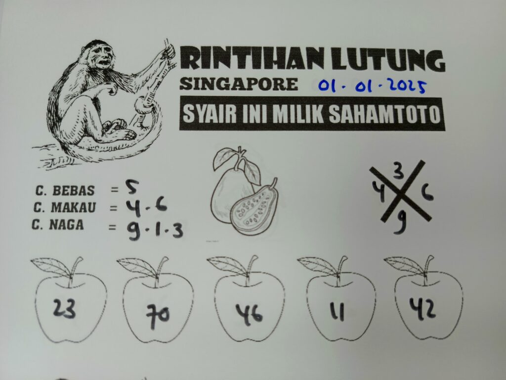 Syair Rintihan Lutung Singapore Pools, Rabu 01 Januari 2025