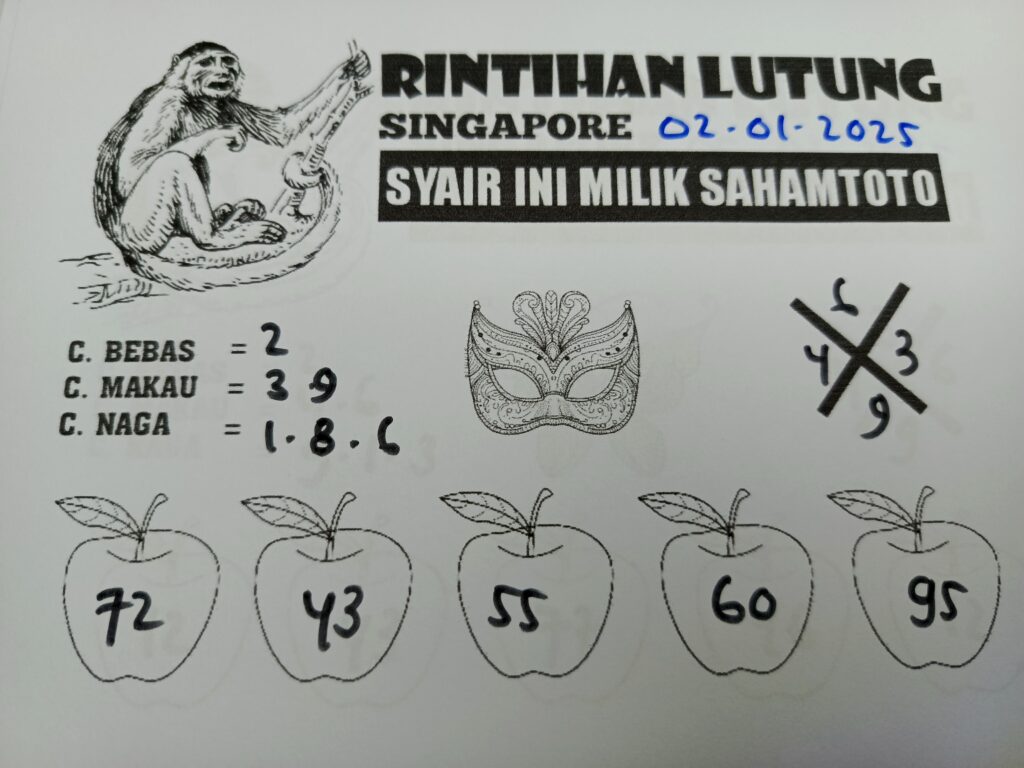 Syair Rintihan Lutung Singapore Pools, Kamis 02 Januari 2025