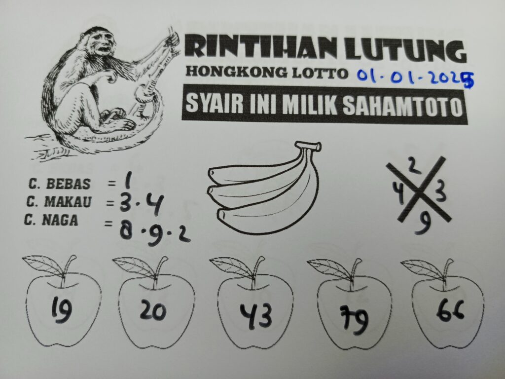 Syair Rintihan Lutung hongkong lotto Rabu 01 Januari 2025