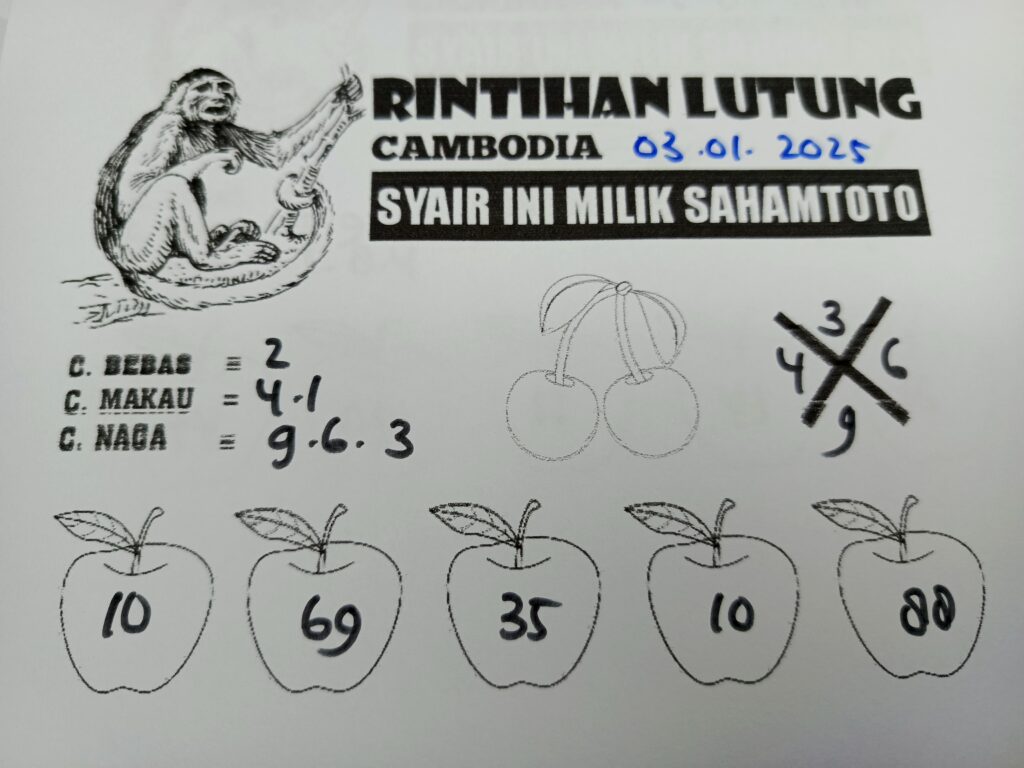 Syair Rintihan Lutung Cambodia Pools Jumat 03 Januari 2025