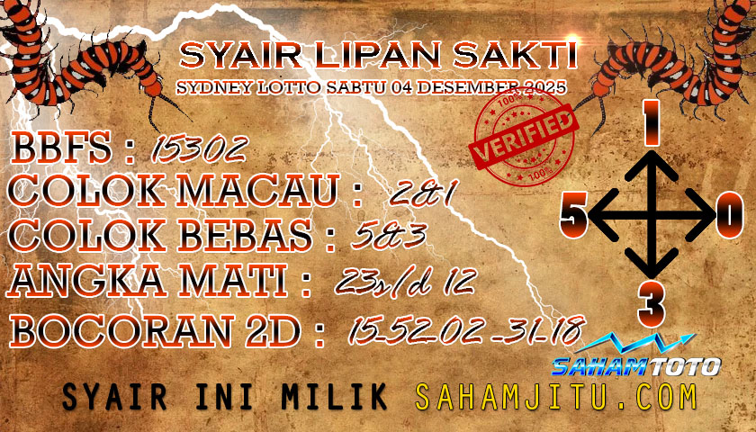 syair LIPAN SAKTI Sydney Lotto Sabtu 04 Januari 2025