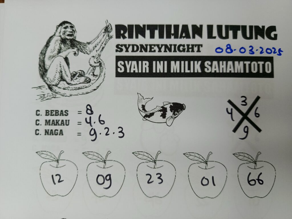 Syair Rintihan Lutung Sydney lottojn minggu 09 Maret 2025