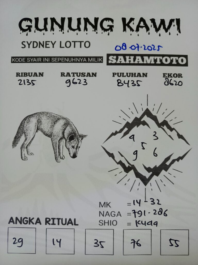 Syair Gunung Kawi Sydney lotto Hari ini Selasa 08 Juli 2025