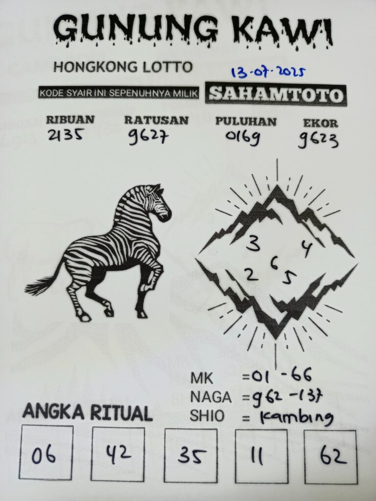 Syair Gunung Kawi Sydney lotto Hari ini Minggu 13 Juli 2025