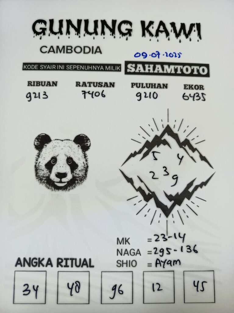 Syair Gunung Kawi Hongkong lotto Hari ini Rabu 09 Juli 2025