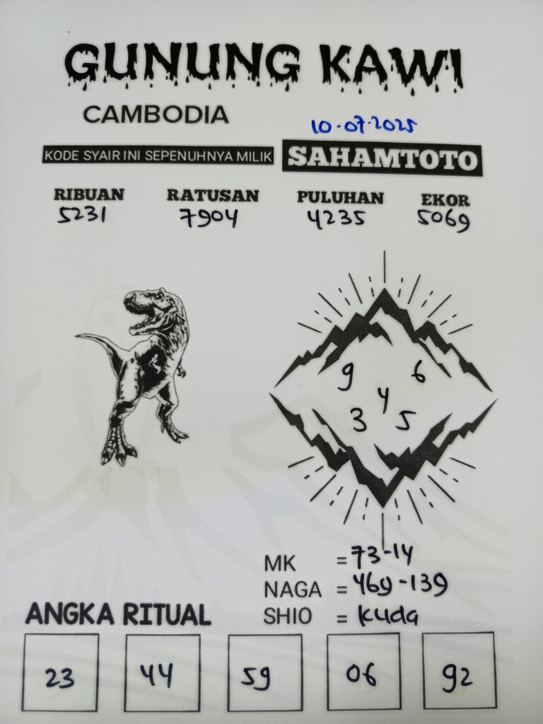 Syair Gunung Kawi Hongkong lotto Hari ini kamis 10 Juli 2025