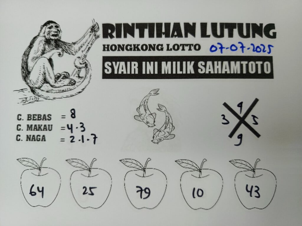 Syair Rintihan Lutung Hongkong lotto Hari ini Senin 07 Juli 2025