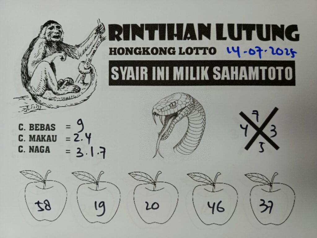 Syair Rintihan Lutung Sydney lotto Hari ini Senin 14 Juli 2025