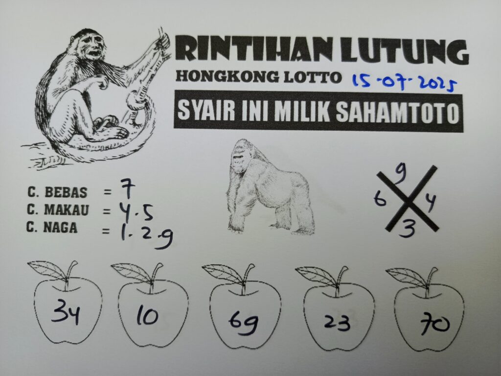 Syair Rintihan Lutung Hongkong lotto Hari ini Selasa 15 Juli 2025