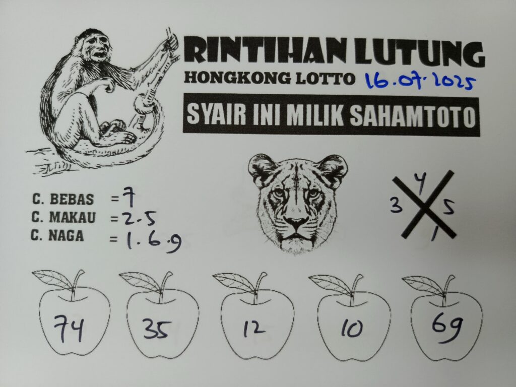 Syair Rintihan Lutung Hongkong lotto Hari ini Rabu 16 Juli 2025