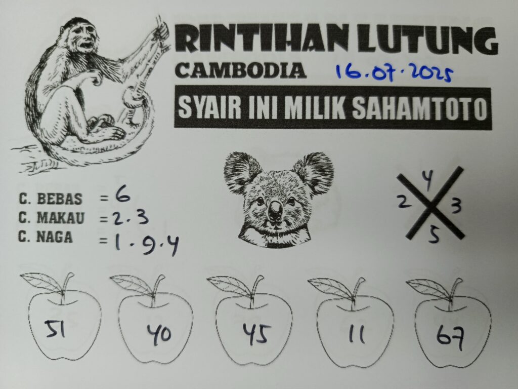 Syair Rintihan Lutung Hongkong lotto Hari ini Rabu 16 Juli 2025