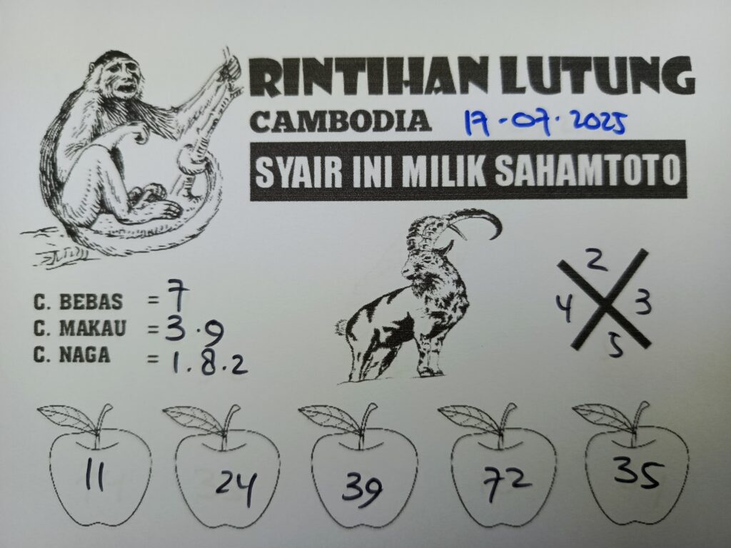 Syair Rintihan Lutung Hongkong lotto Hari ini Kamis 17 Juli 2025