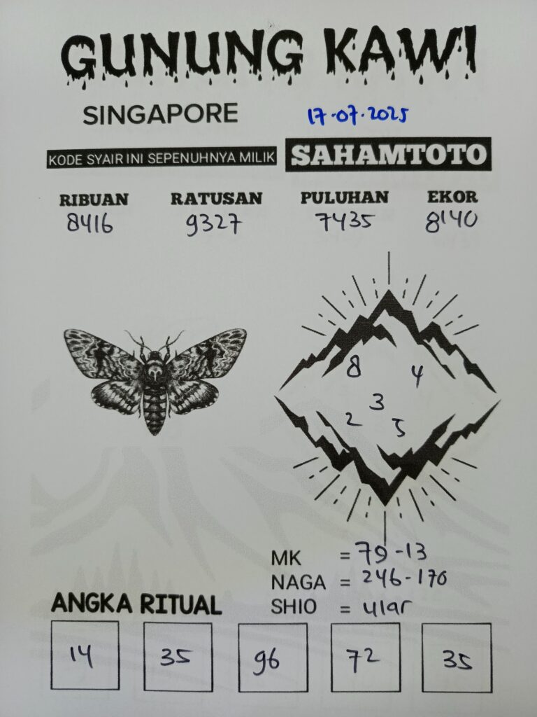 Syair Gunung Kawi Singapore pools Hari ini Kamis 17 Juni 2025