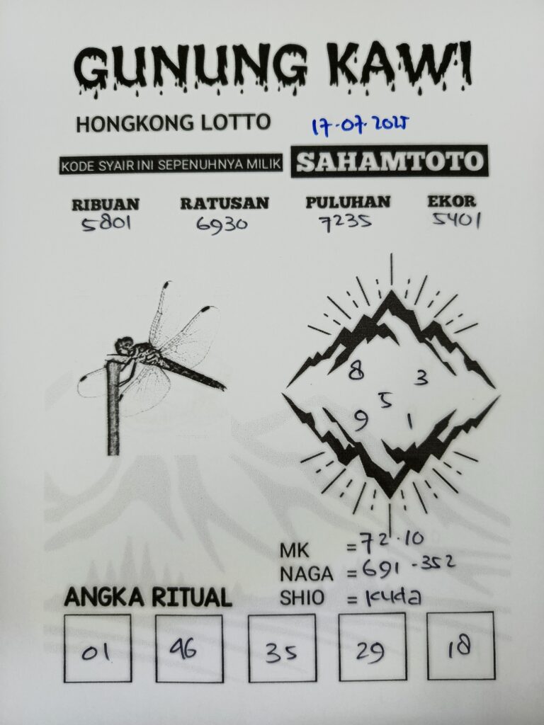 Syair Gunung Kawi Hongkong lotto Hari ini Kamis 17 Juli 2025