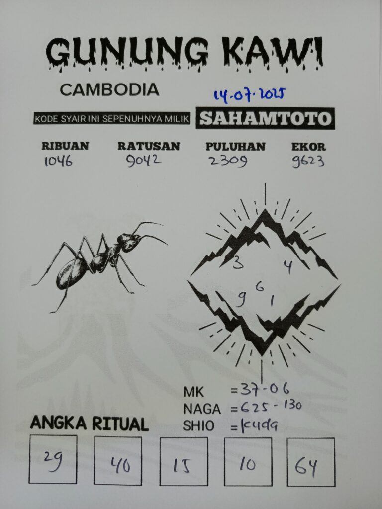 Syair Gunung Kawi Hongkong lotto Hari ini Senin 14 Juli 2025