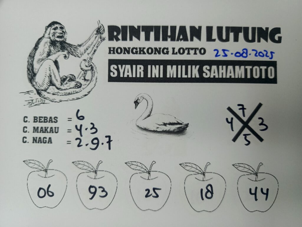 Syair Rintihan Lutung Hongkong Lotto Hari ini Senin 25 Agustus 2025