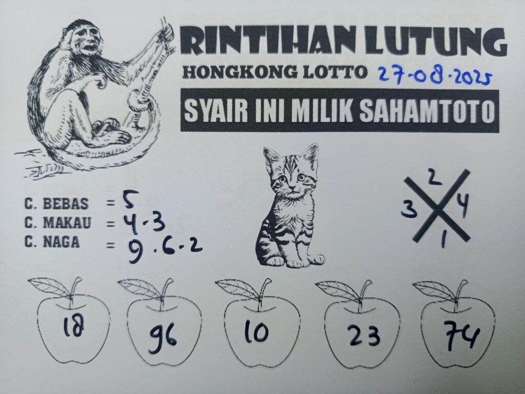Syair Rintihan Lutung Hongkong Lotto Hari ini Rabu 27 Agustus 2025