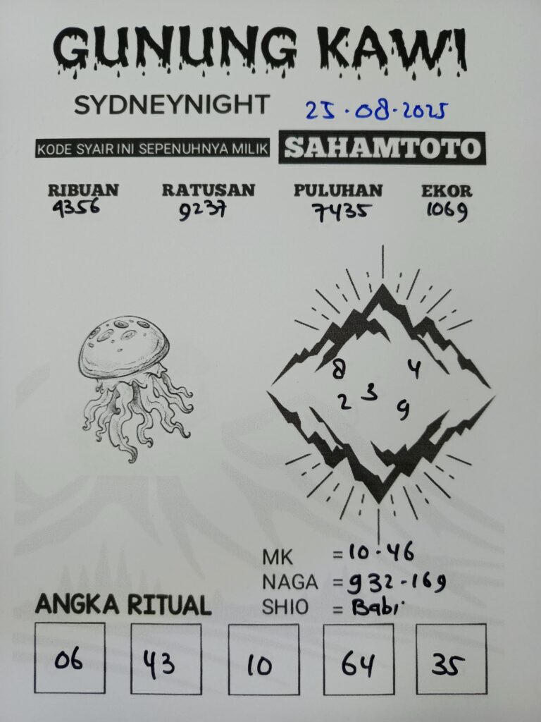 Syair Rintihan Lutung Sydney night Hari ini Senin 25 Agustus 2025