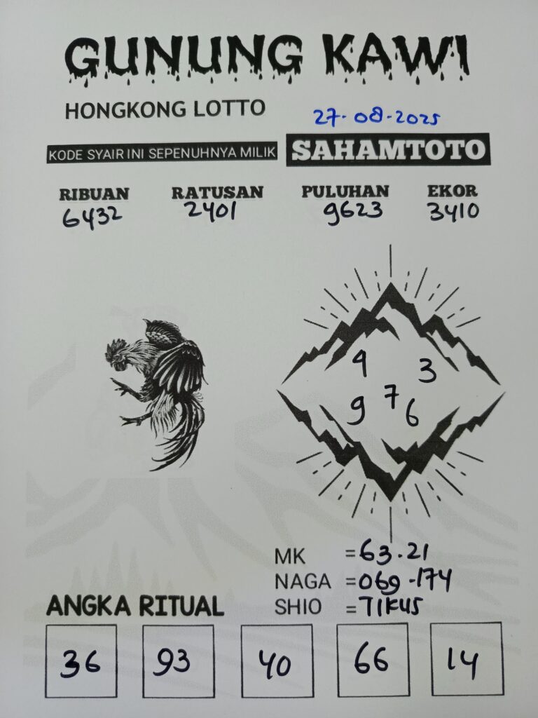 Syair Gunung Kawi Hongkong Lotto Hari ini Rabu 27 Agustus 2025