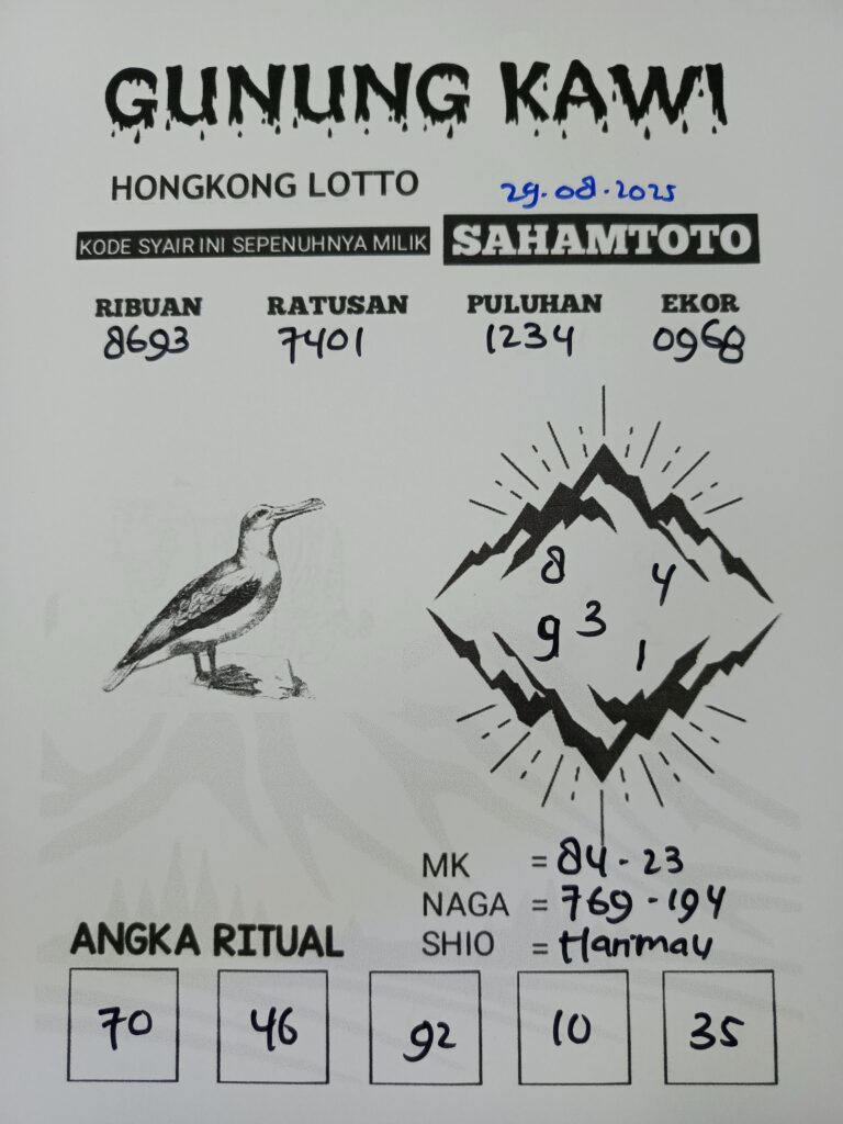 Syair Gunung Kawi Hongkong Lotto Hari ini Jumat 29 Agustus 2025