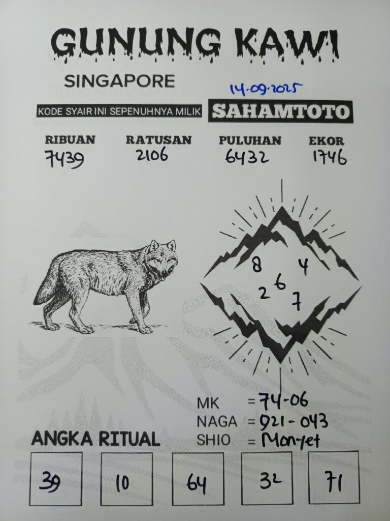 Syair Gunung Kawi Singapore Pools Hari ini Minggu 14 September 2025