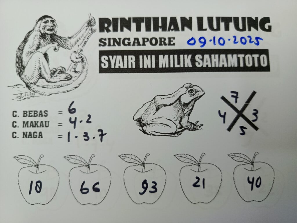 Syair Rintihan Lutung SINGAPORE Pools Hari ini Kamis 09 Oktober 2025