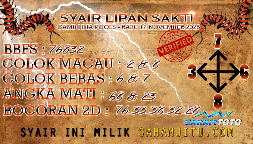 Syair lipan sakti CAMBODIA pools Hari ini Rabu 12 november 2025