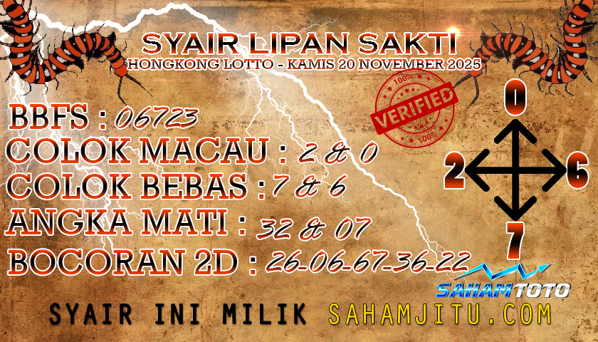 syair lipan sakti HONGKONG LOTTO Hari ini Kamis 20 november 2025