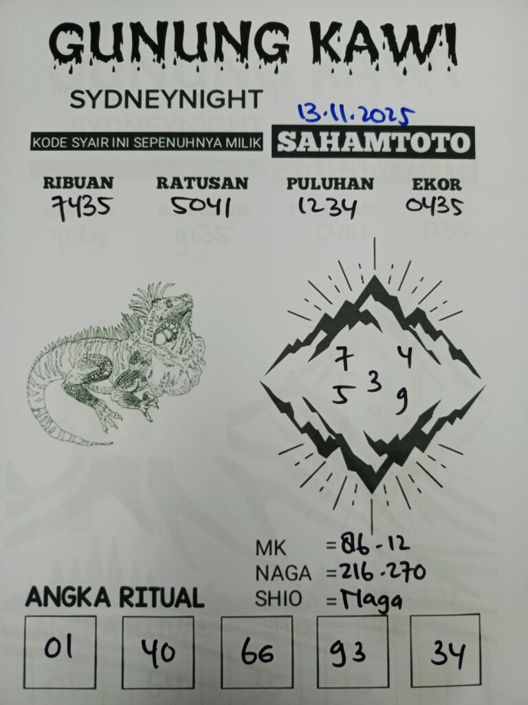 Syair Gunung Kawi SydneyNight Hari ini Kamis 13 November 2025