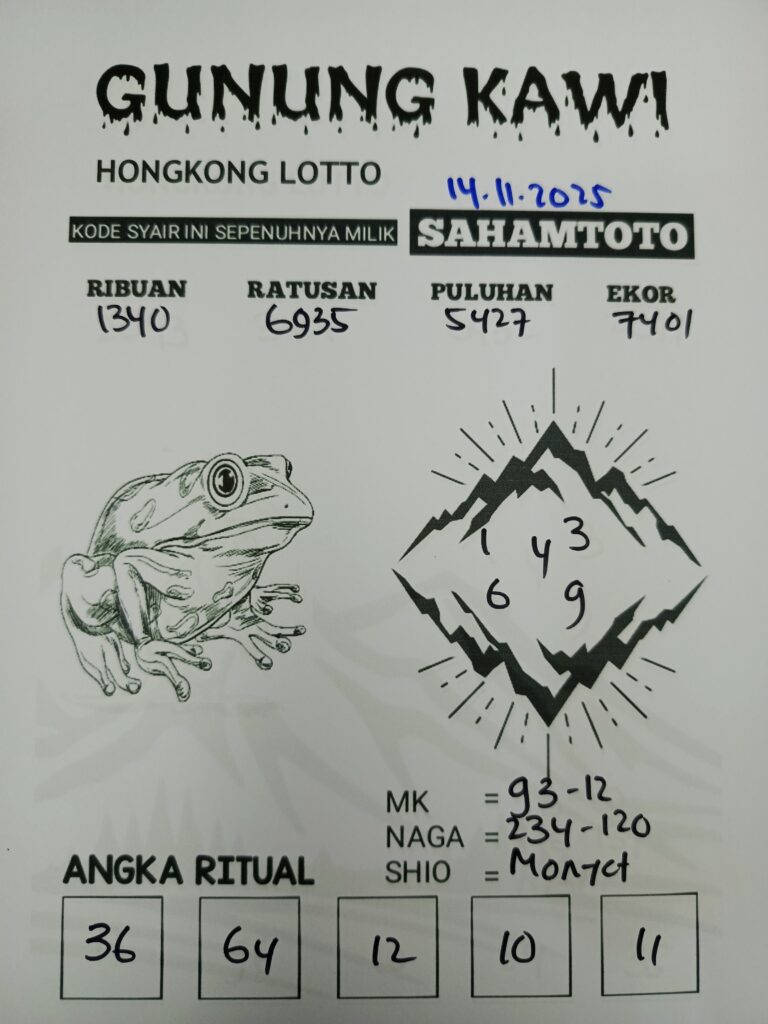 Syair Gunung Kawi HONGKONG LOTTO Hari ini Jumat 14 November 2025