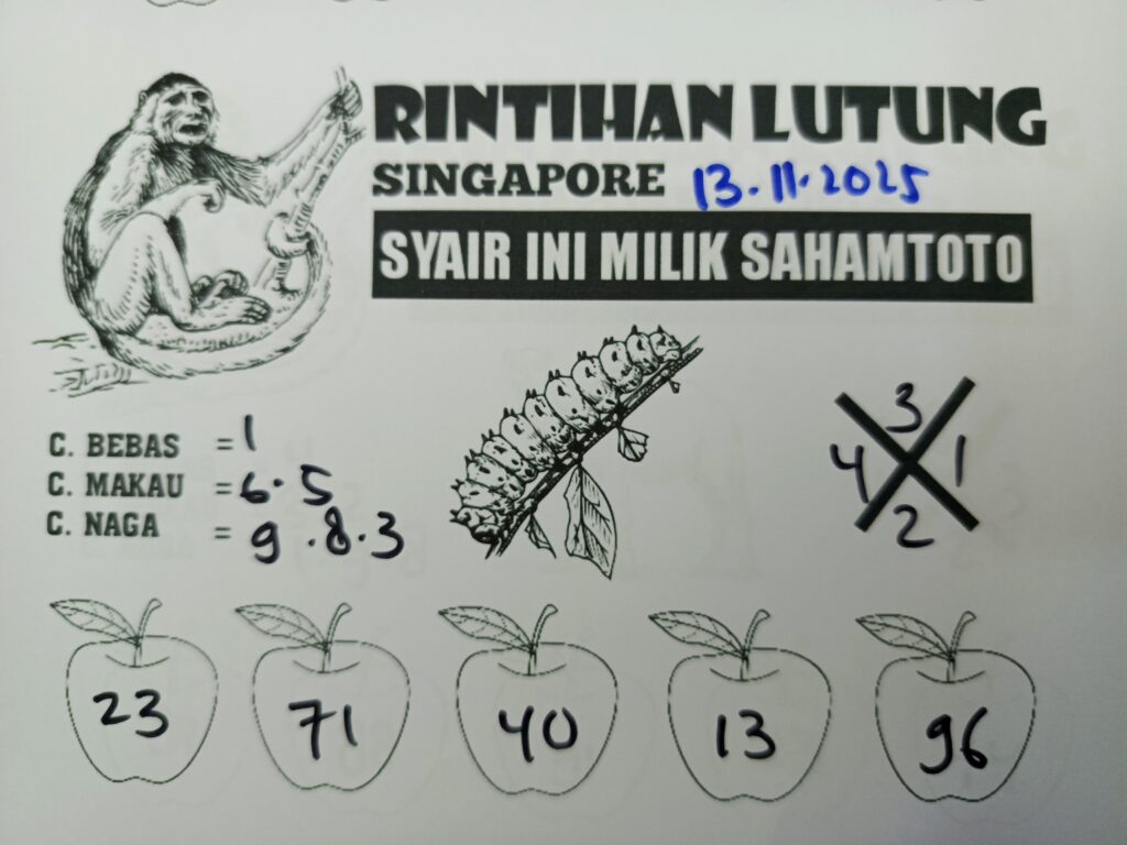 Syair Rintihan Lutung Singapore Pools Hari ini Kamis 13 November 2025