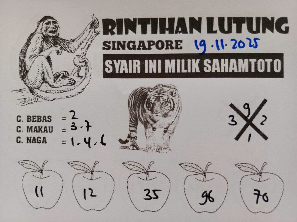 Syair Rintihan Lutung Singapore Pools Hari ini Rabu 19 November 2025